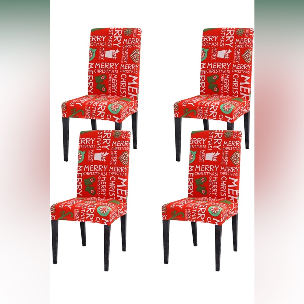 Ogrmar 4PCS Stretch Dining Room Chair Protector Slipcovers Christmas Decoration